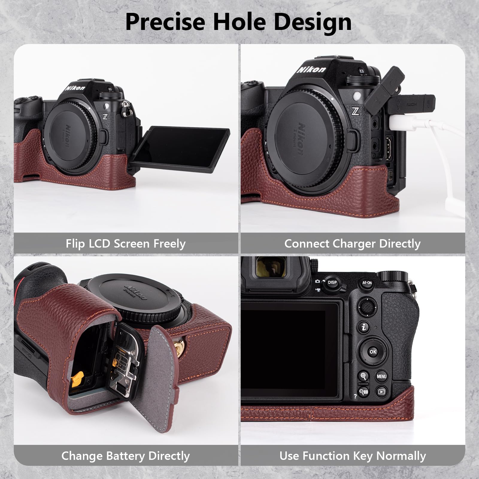 MUZIRI KINOKOO Echtes Leder Schutz Kameratasche für Nikon Z6 III Kamera