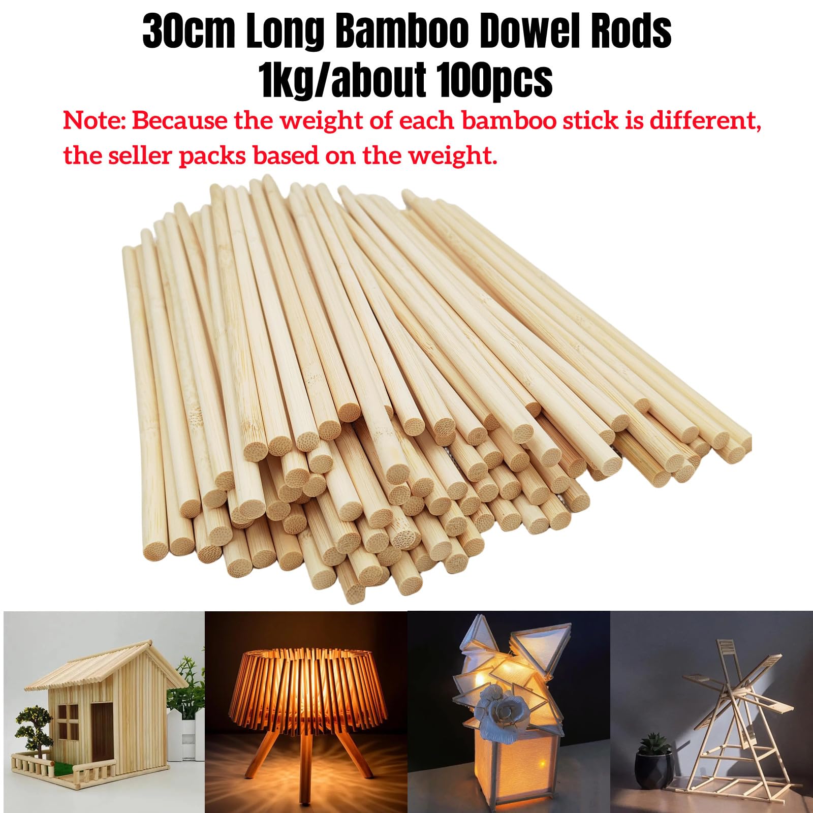 100 extralange natrliche Bambus-Rundstbe, 0,8 cm, fr Bastelarbeiten,  Kunst- und Handwerksprojekte (30 cm lang) : Amazon.de: Kche, Haushalt &  Wohnen
