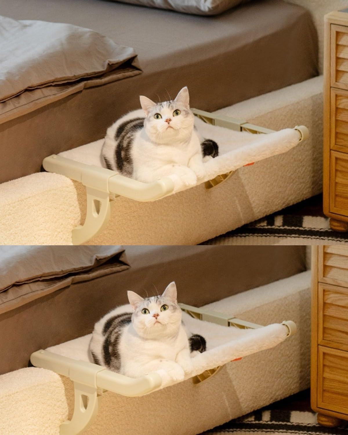 Générique Lit de fenêtre de Chat, siège de seuil de fenêtre sans Fil de hamac pour Les étagères de Chats intérieurs, Coussin en Peluche Lavable Facile à Installer
