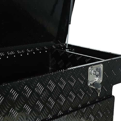 Miniatura 7 de Aikosin Caja de herramientas chapada a rayas de aluminio resistente de 72 pulgadas, caja de herramientas para camioneta, caravana, remolque, caja de
