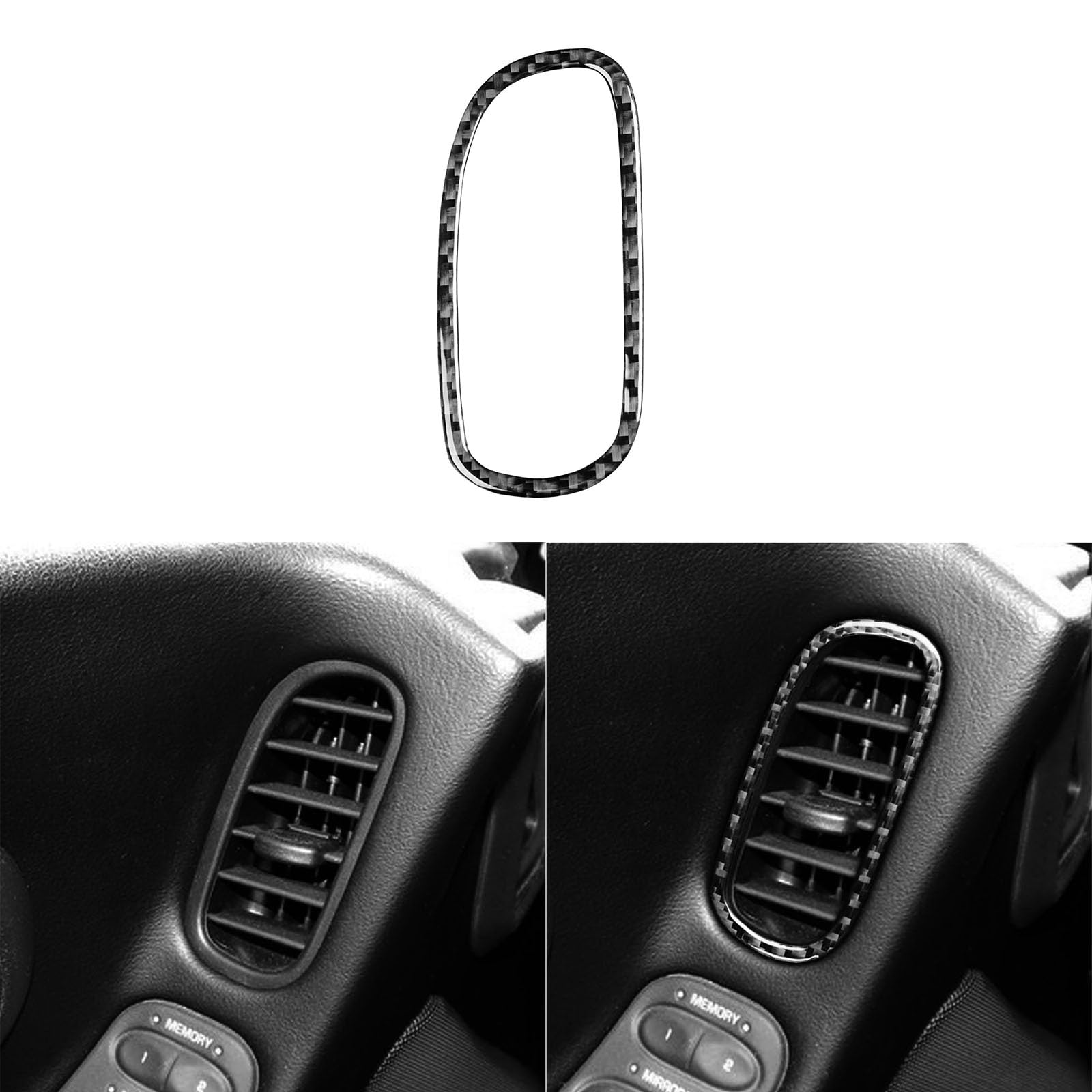 Sport Style Real Carbon Fiber Interior Decal Compatible with Chevrolet Corvette C5 1998 1999 2000 2001 2002 2003 2004 Car Inner Door Panel A/C Air