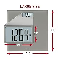 Vista 3 de Taylor Digital Scales for Body Weight, 350 LB Capacity Bathroom Scale, 11.0 x 11.0 Inch Durable Glass Platform, Battery Powered, Easy to Read, Gray