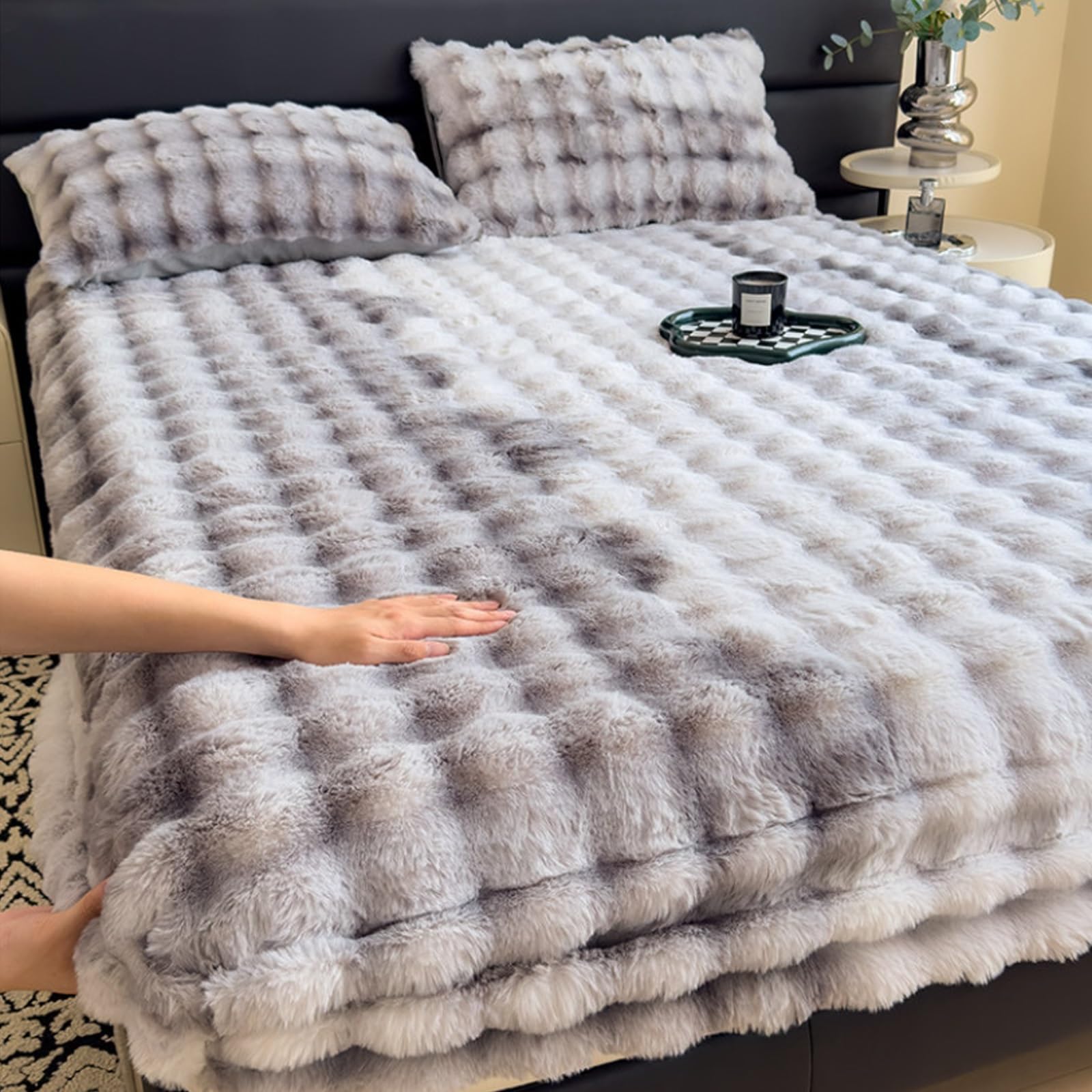 Drap-housse en fausse fourrure de prestige avec poche profonde