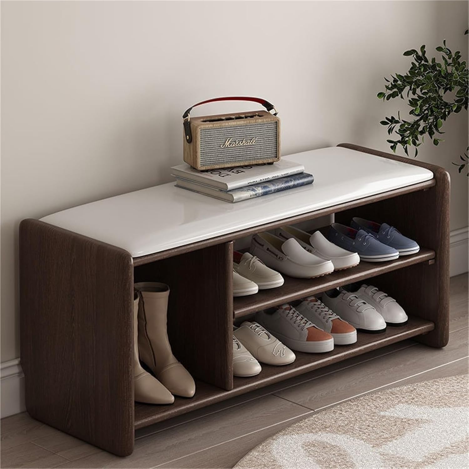 Benches Garden Bench Outdoor Patio Seating Backless Park Chair Lawn Path Slatted Seats,Solid Wood Entryway Shoe Bench - Space-Saving Double Tier Shoe Cabinet & Boot Storage Organizer for HOM