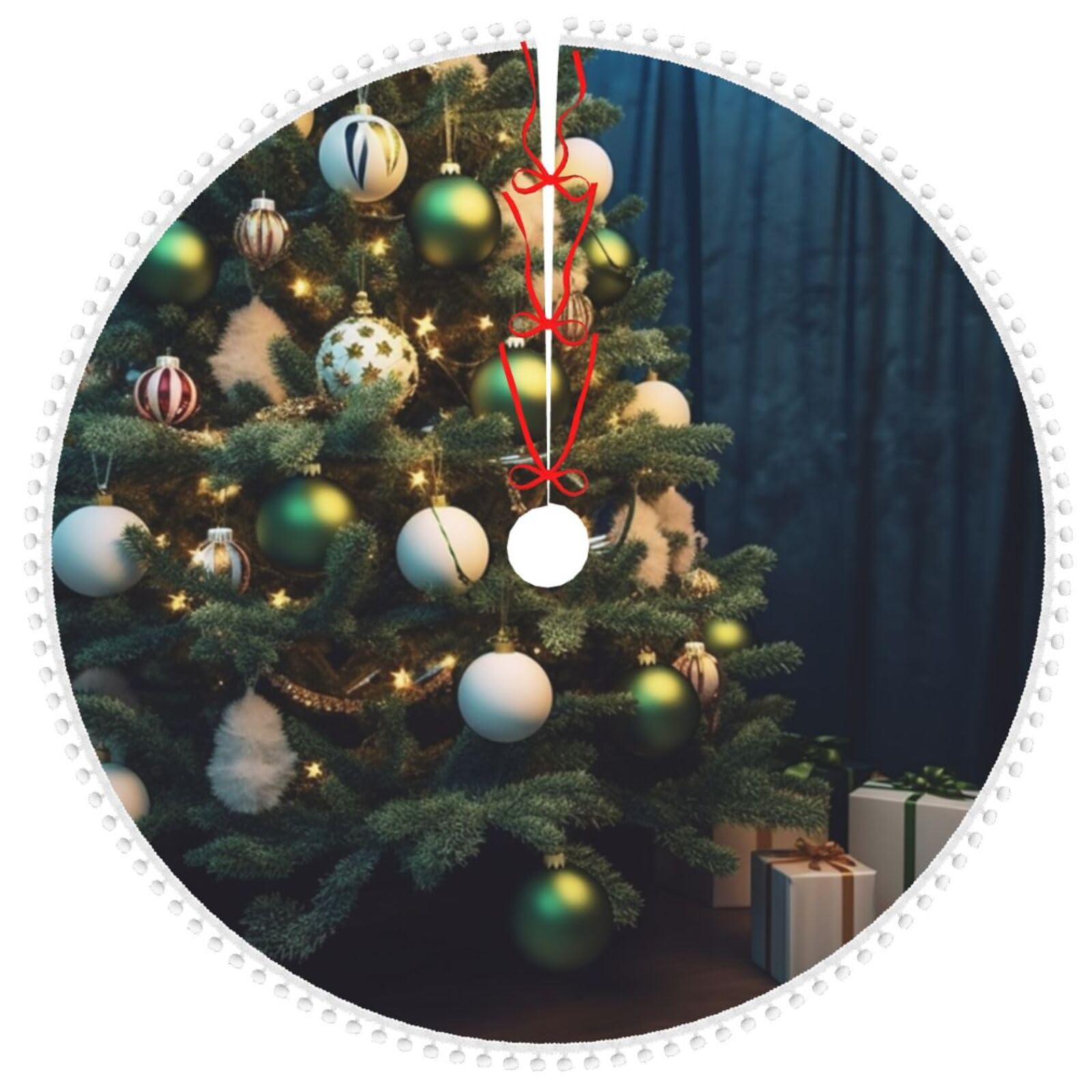 Tapis de sapin de Noël en peluche blanche pour embellir le salon pendant les fêtes en famille