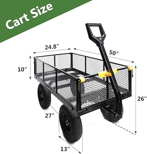 Miniatura 2 de Olympia Tools Carrito de jardín de acero de 1,000 libras y 6 pies cúbicos, carro resistente, con lados de malla extraíbles para convertir en carros
