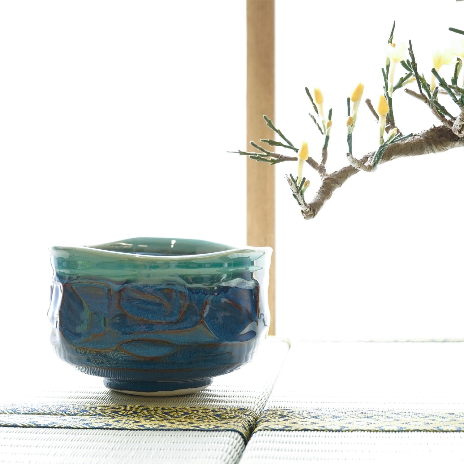 Matcha bowl Chawan, Mino Yaki Pottery Japanese Matcha Tea Cup, Green Tea Cup, Coffee and Soup Cup Made in Japan (Turkish Kinyo)