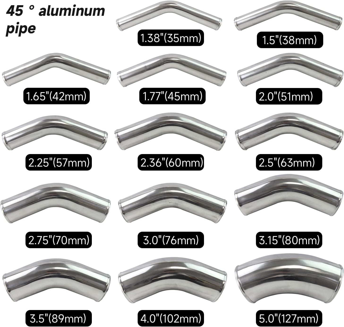 Universal 1.38" 45 Degree Aluminum Turbo Intercooler Pipe