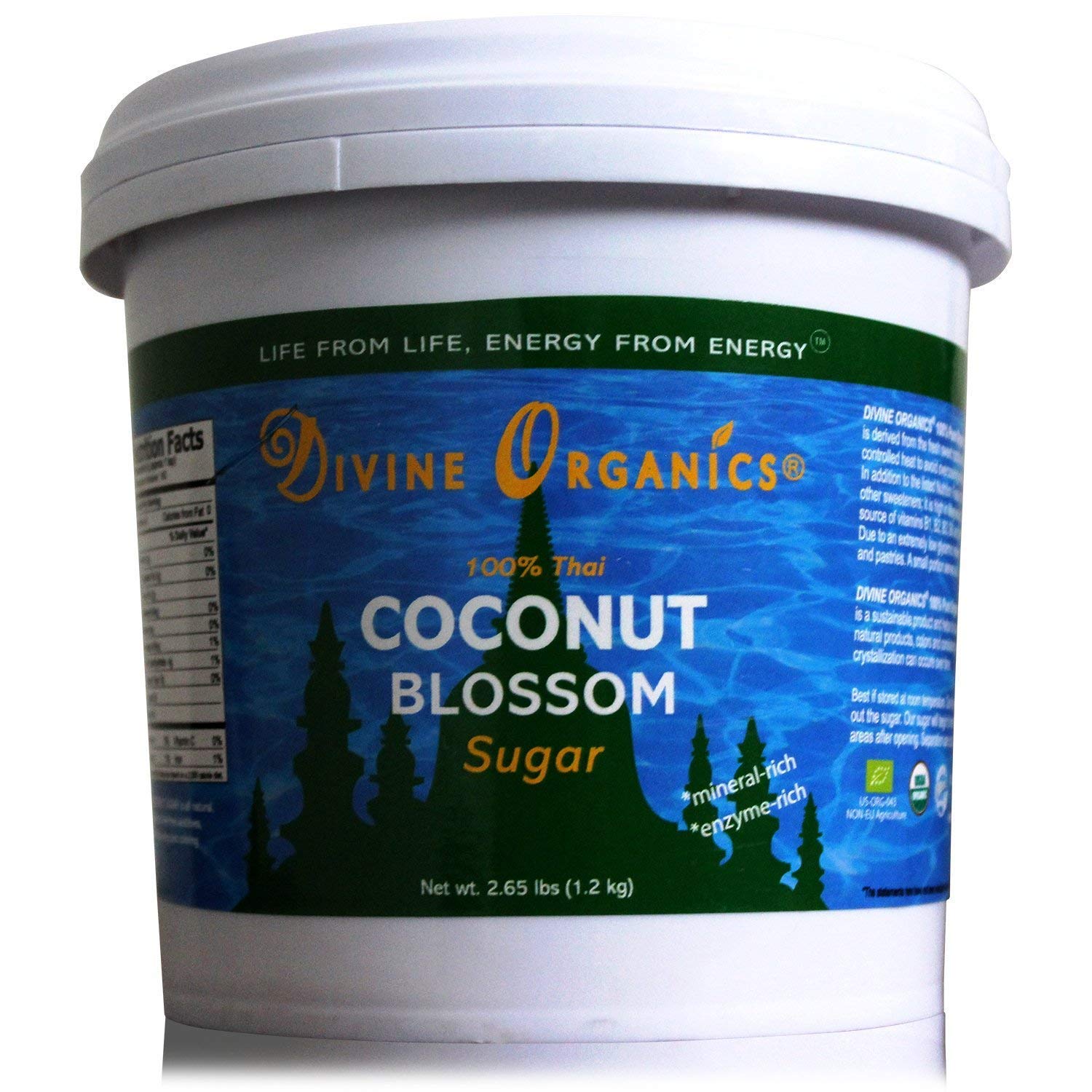2.65 LBS Organic LOW GLYCEMIC Thai Coconut Blossom Sugar Paste - Divine Organics - Mineral and Enzyme Rich Sweetener (2.65 LBS)