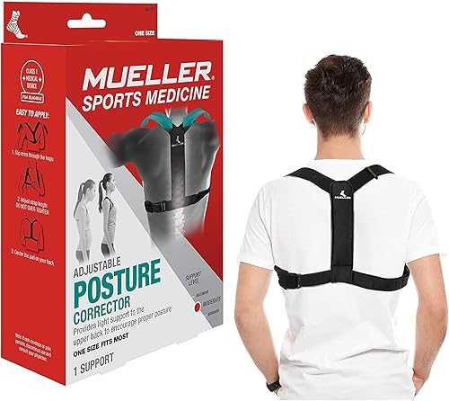 MUELLER Corrector de postura para mujeres y hombres ajustable talla única soporte de espalda para mejorar la postura y el apoyo de la parte superior