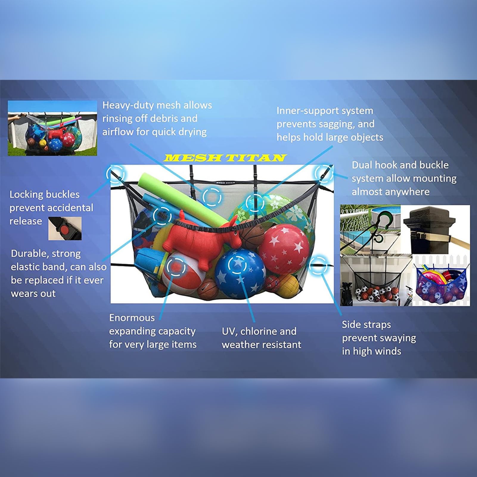 Strandtasche Faltbar - Großes Hängenetz Für Pool-Spielzeug