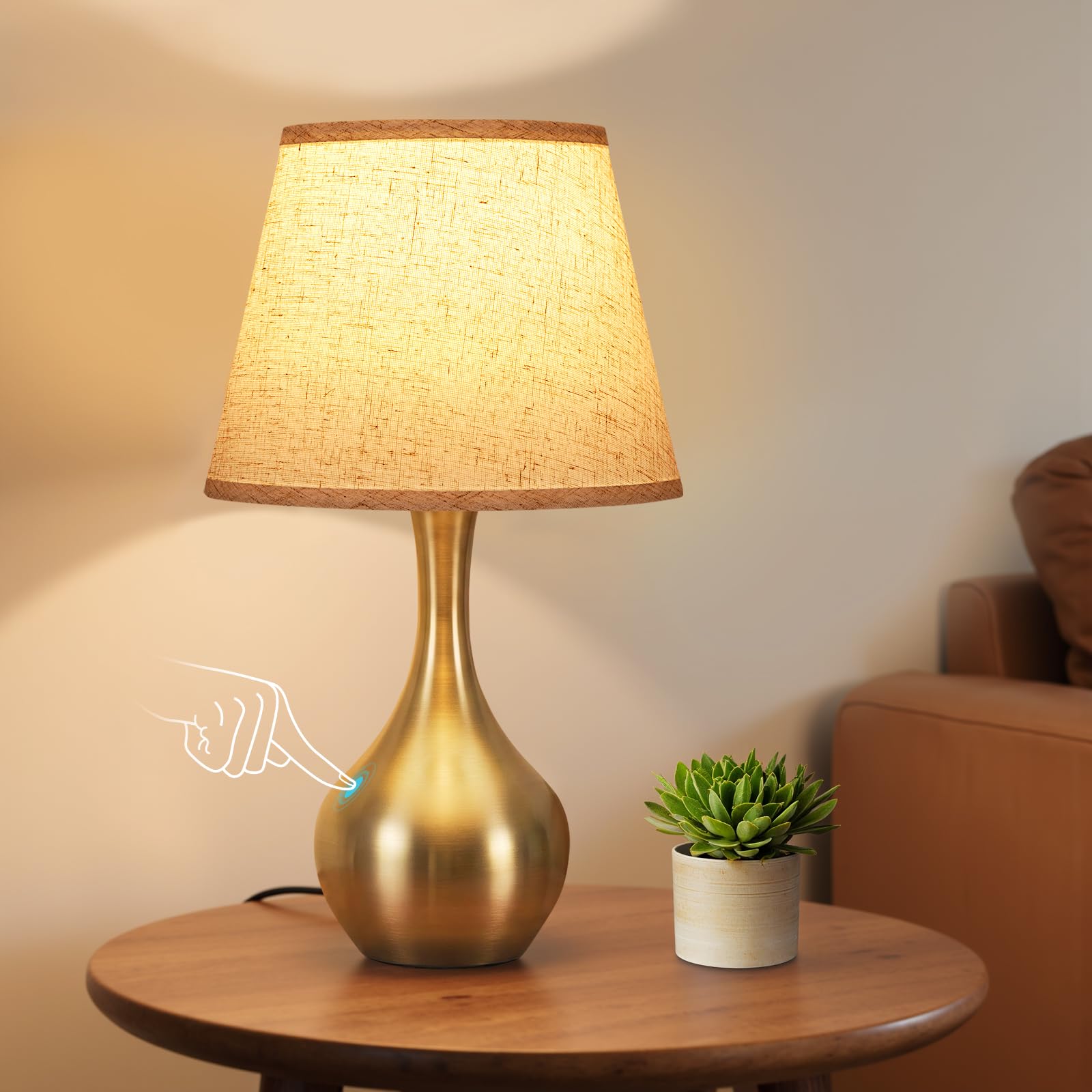 Photo 1 of 16.1" Touch Table Lamp for Nightstand, 3 Way Dimmable Small Bedroom Lamp