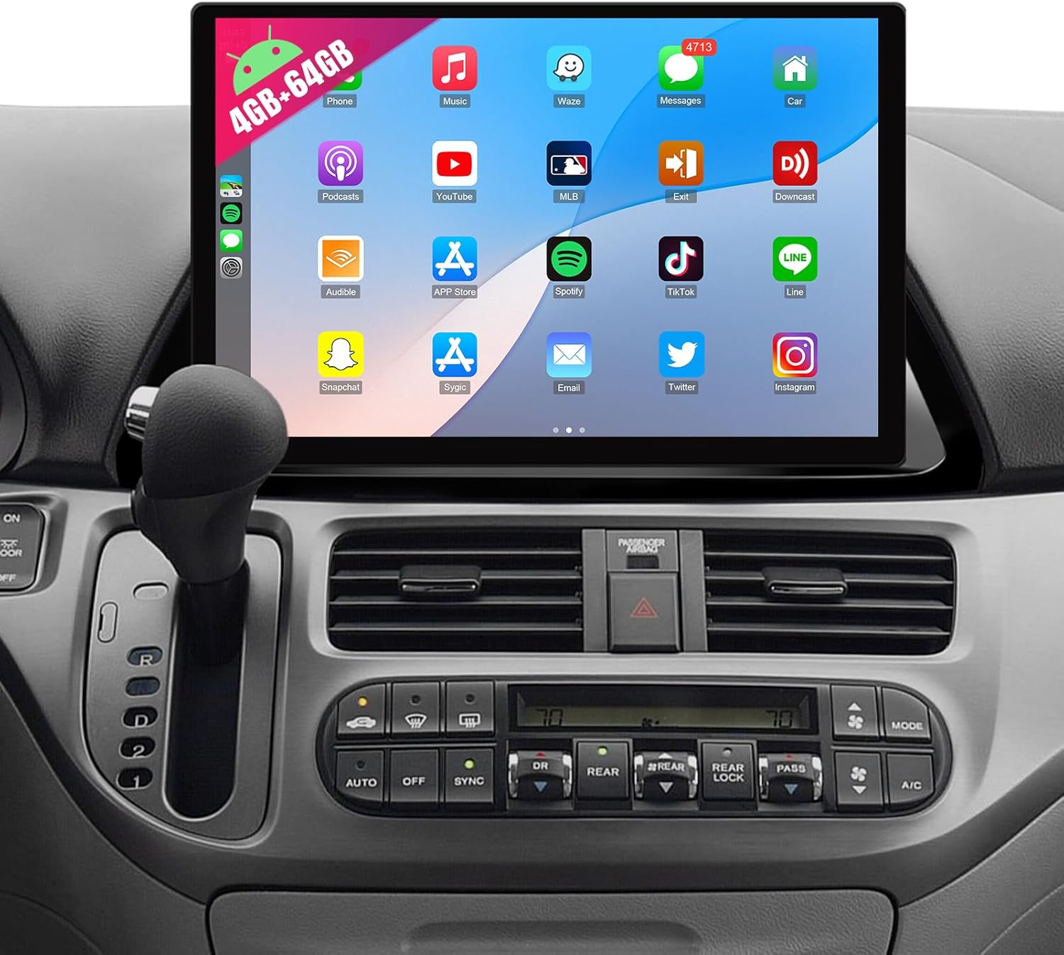 Leadfan 13.1" Car Radio for Honda Odyssey 2005-2010 Stereo with Wireless Carplay Android Auto, 4+64GB Upgrade Honda Odyssey with GPS Navigation Bluetooth WiFi Rear Camera Split Screen