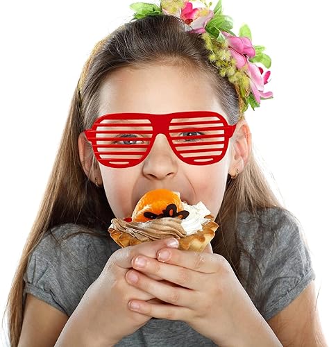 Miniatura 6 de weilaga Paquete de 72 gafas de sol de neón ranuradas a granel de estilo retro de los años 80, recuerdos de fiesta para niños y adultos