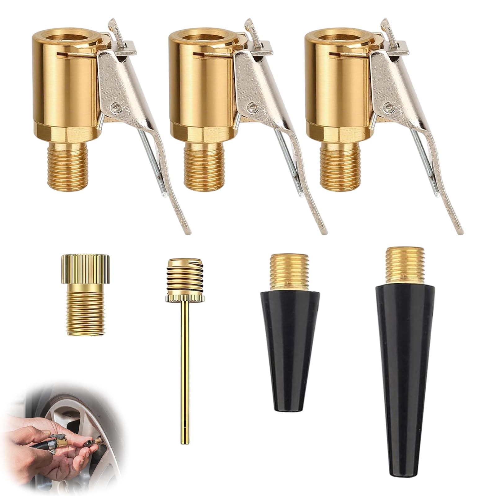 NCZCDZSW Multifunktionales Valve Adapter Set, Luftpumpe Autoventil Adapter Fahrradventil Adapters, Französisches Ventil Adapter Passend für Autoreifen Fahrräder und Bälle