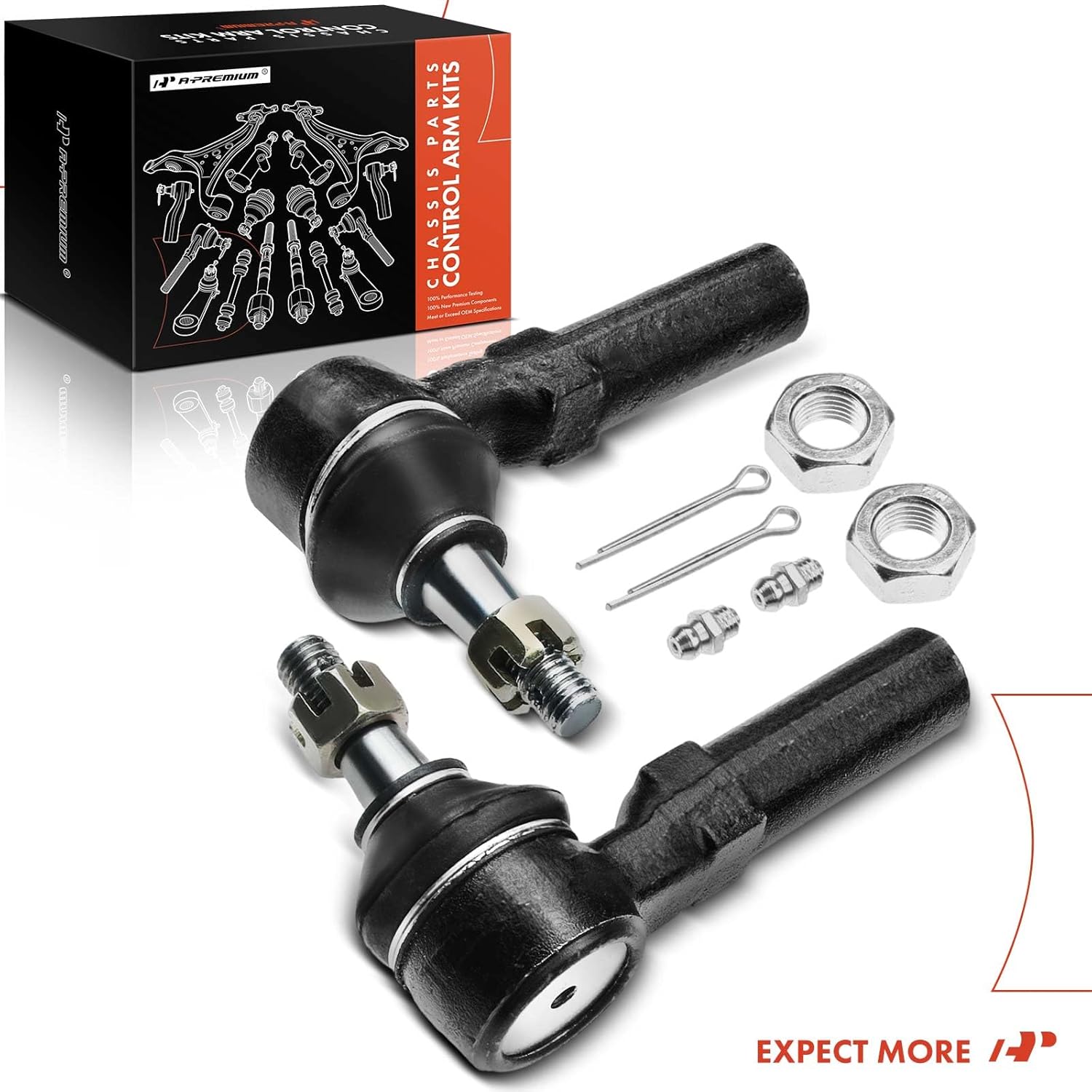 A-Premium 2 x Front Outer Tie Rod Ends, Compatible with Chevrolet Corvette 1997-2013, Cadillac XLR 2004-2009
