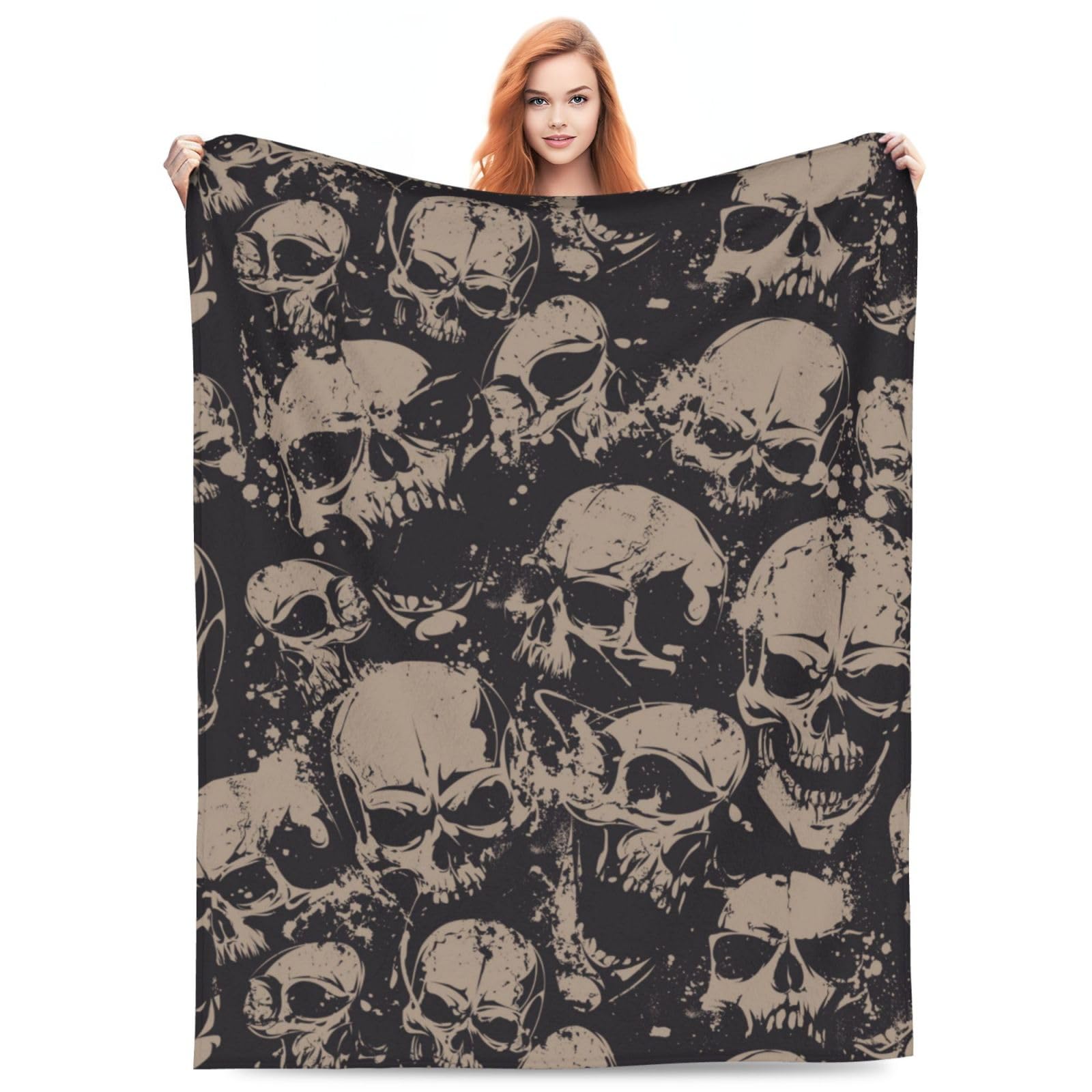 Turamurra Grunge Skull Blanket - Splash Style Horror Skull Gifts for Adults & Kids - Warm, Soft Flannel Throw Blanket for Bed, Couch, Sofa - Christmas Decor - 50x40 Inch — image 1