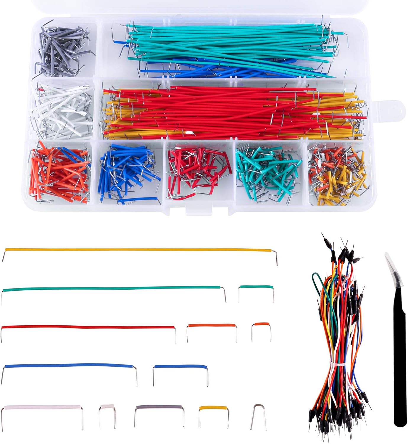 625 Pieces Jumper Wire Kit, 560pcs Preformed Breadboard Jumper Wire 14