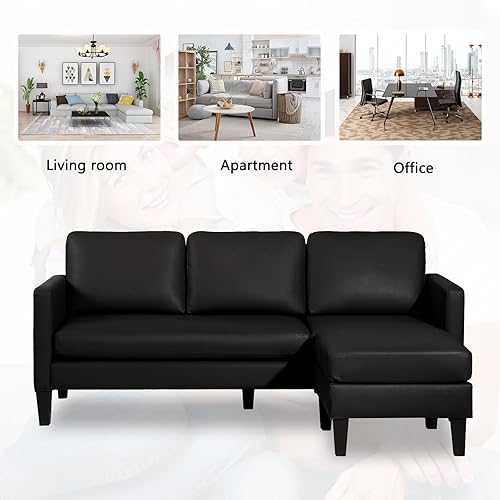 Miniatura 6 de Sofá modular convertible, sofá en forma de L, moderno juego de sofá de 3 asientos con diván reversible para sala de estar pequeña, apartamento y
