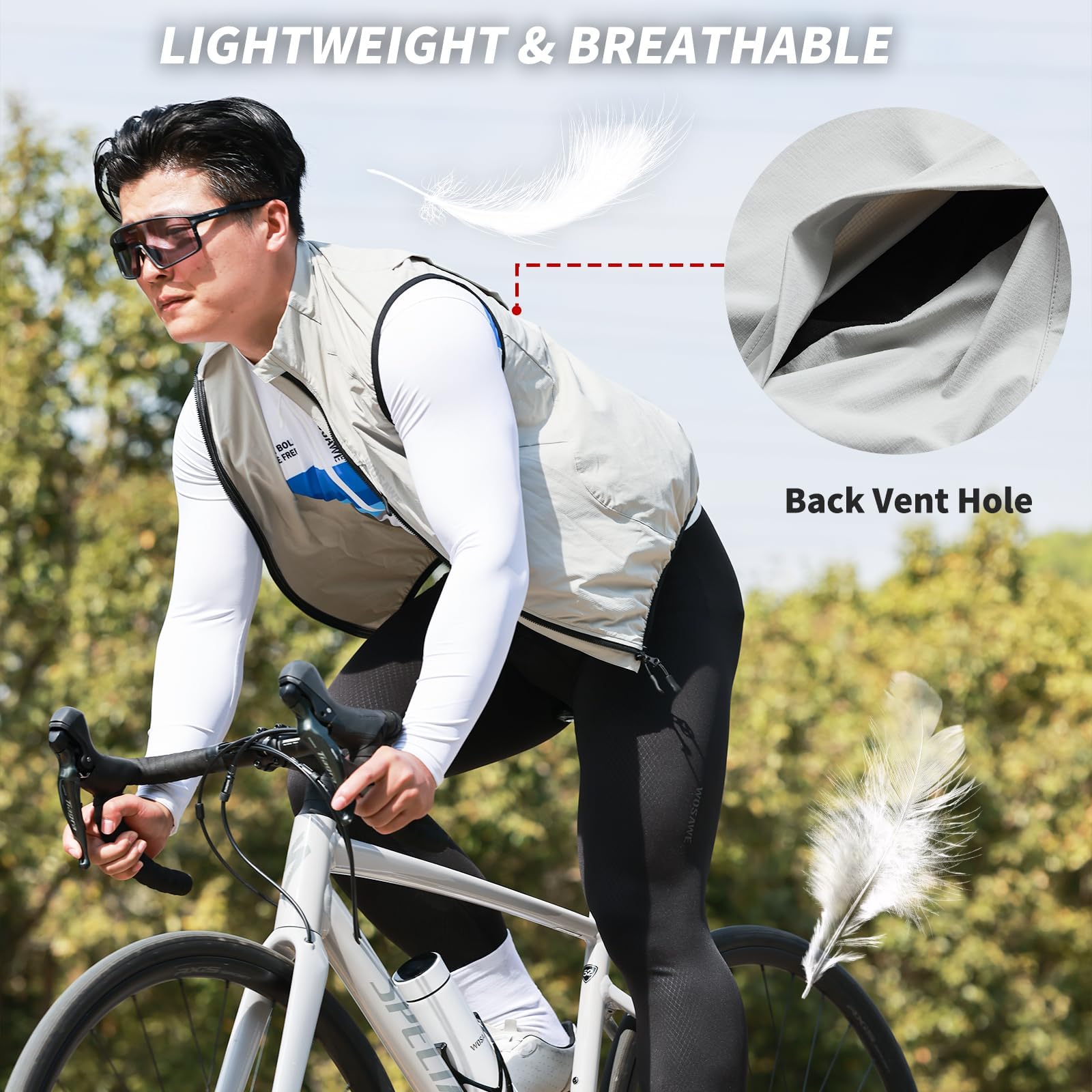 Chaleco unisex de ciclismo de verano ligero transpirable ajustado impermeable cortavientos reflectante sin mangas para MTB escalada senderismo correr y desplazamientos diarios