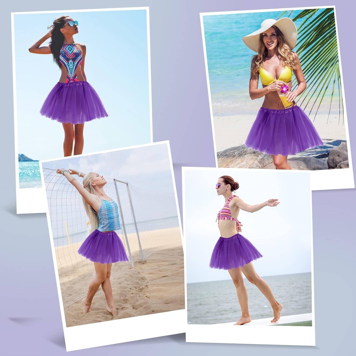 1 Pack Adult Tulle Tutu Skirt Women's Vintage Tulle Bubble Tutu Skirt Prom Party Skirt Elastic 3 Layer for Women and Teens