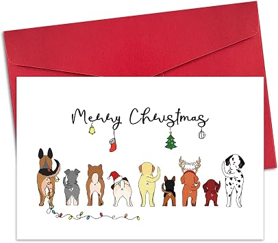 Ogeby Funny Dog Christmas Card with Envelopes, Humor Christmas Gifts for Dog Lover