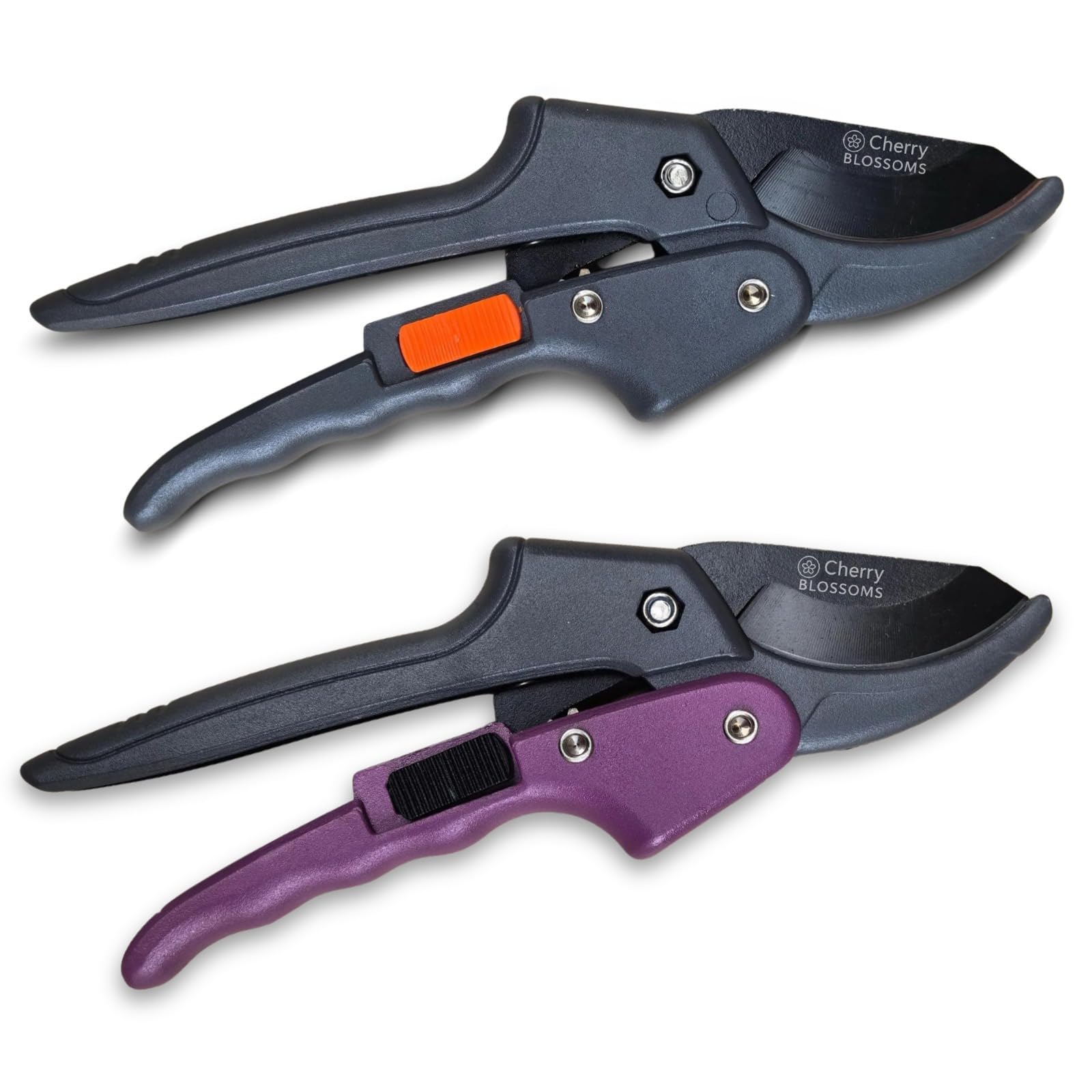 2 Pack Pruning Shears & Garden Secateurs Heavy Duty โ SK5 Steel Ratchet Pruners for Gardening โ Ergonomic Pruning Scissors with Hand Guard & Safety Lock โ Sharp Garden Cutters