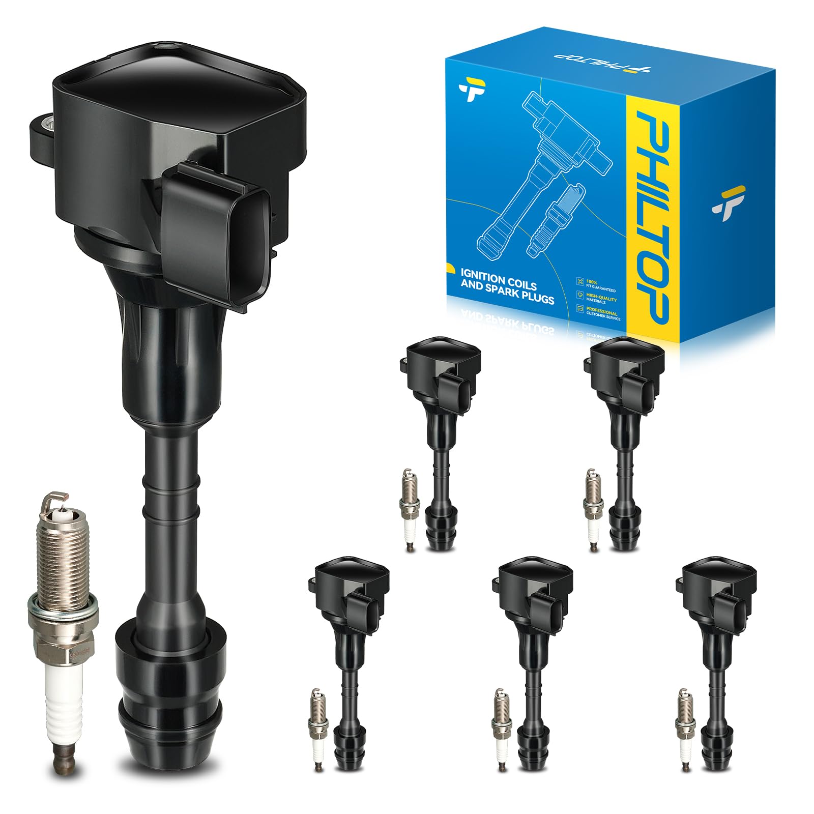 PHILTOP UF349 Ignition Coil Pack and Spark Plug Kit Fit for Nissan Murano