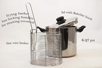 Excelsteel 6 Quart Stainless Steel Stove Top Deep Fryer,Silver