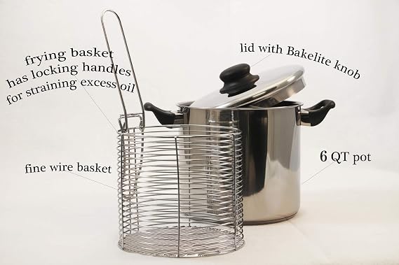 Excelsteel 6 Quart Stainless Steel Stove Top Deep Fryer,Silver