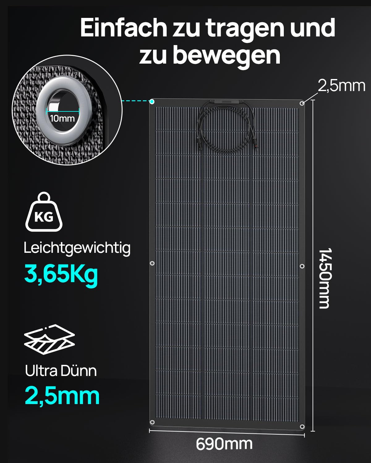 ECO-WORTHY 400W Flexible Solarpanel 2x200W 24V ETFE 18BB Solarmodul 25% Umwandlung für Balkon Wohnwagen Dach Camping Haus Yacht