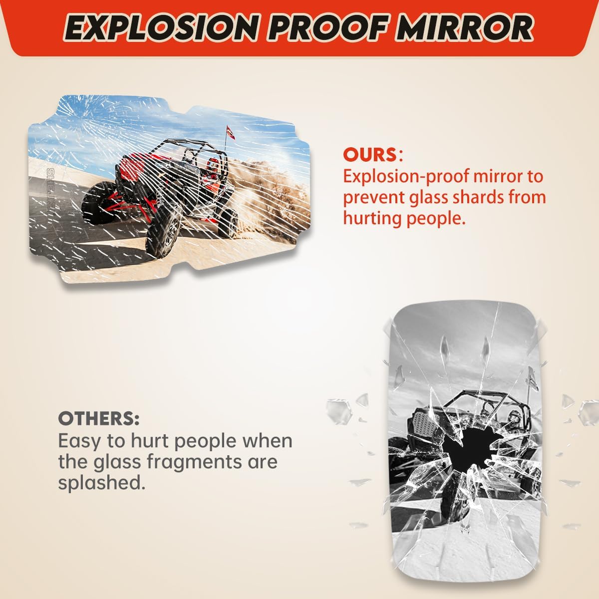 UTV Glass Lenses (Pack of 2) for our this UTV mirrors (Item model number ‎RH-203).