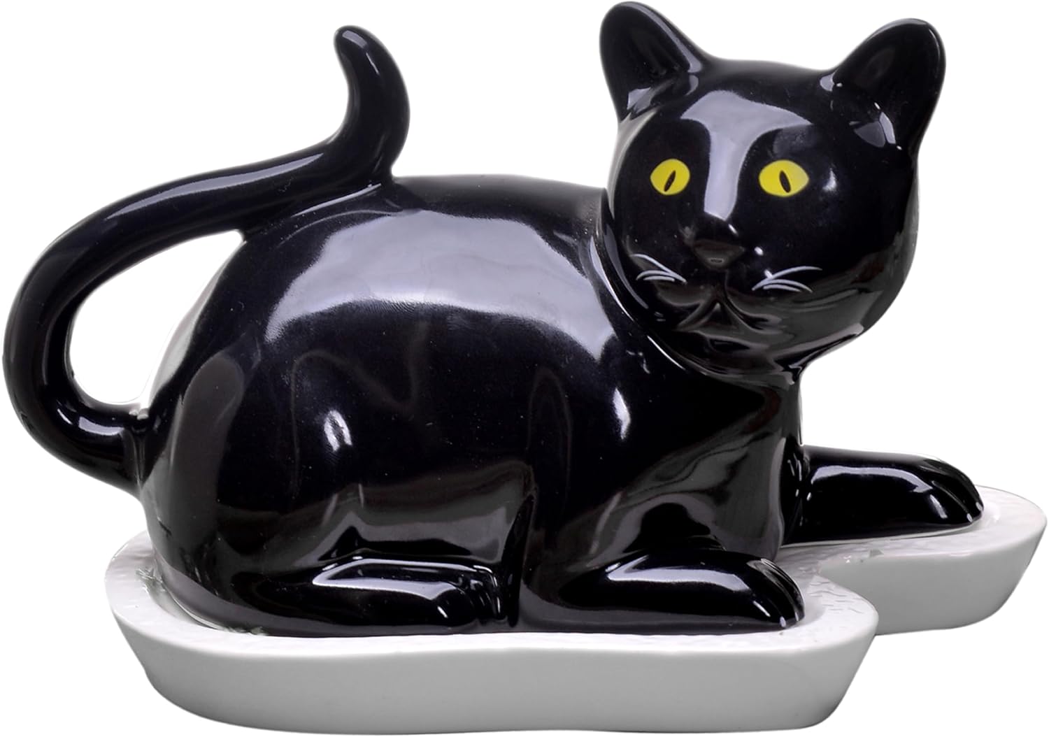 Black Cat Butter Dish with Lid – Ceramic Butter Holder, Porcelain Butter Container – Cute Cat Kitchen Decor – Dishwasher & Microwave Safe – Fits 7.8 x 4.7 Inch Butter Stick