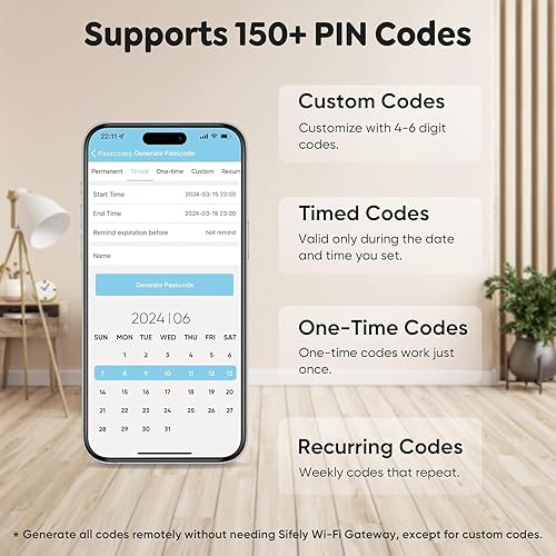 Miniatura 3 de Cerradura inteligente de huella dactilar Bluetooth con pestillo y teclado. Se adapta a la mayoría de puertas de EE. UU., instalación de bricolaje