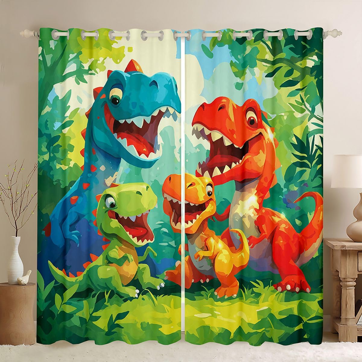 Rideau occultant enfant dinosaure pour bloquer la lumiere du jour de la chambre