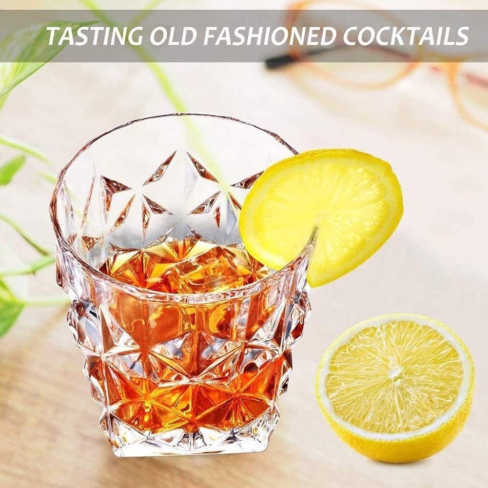 Karafka do whisky i zestaw szklanek do whisky, staromodne kryształowe szklanki z podwójnymi ściankami, burbon, koktajl, szkocka, wódka, szklanki do picia, zestaw 4 szt
