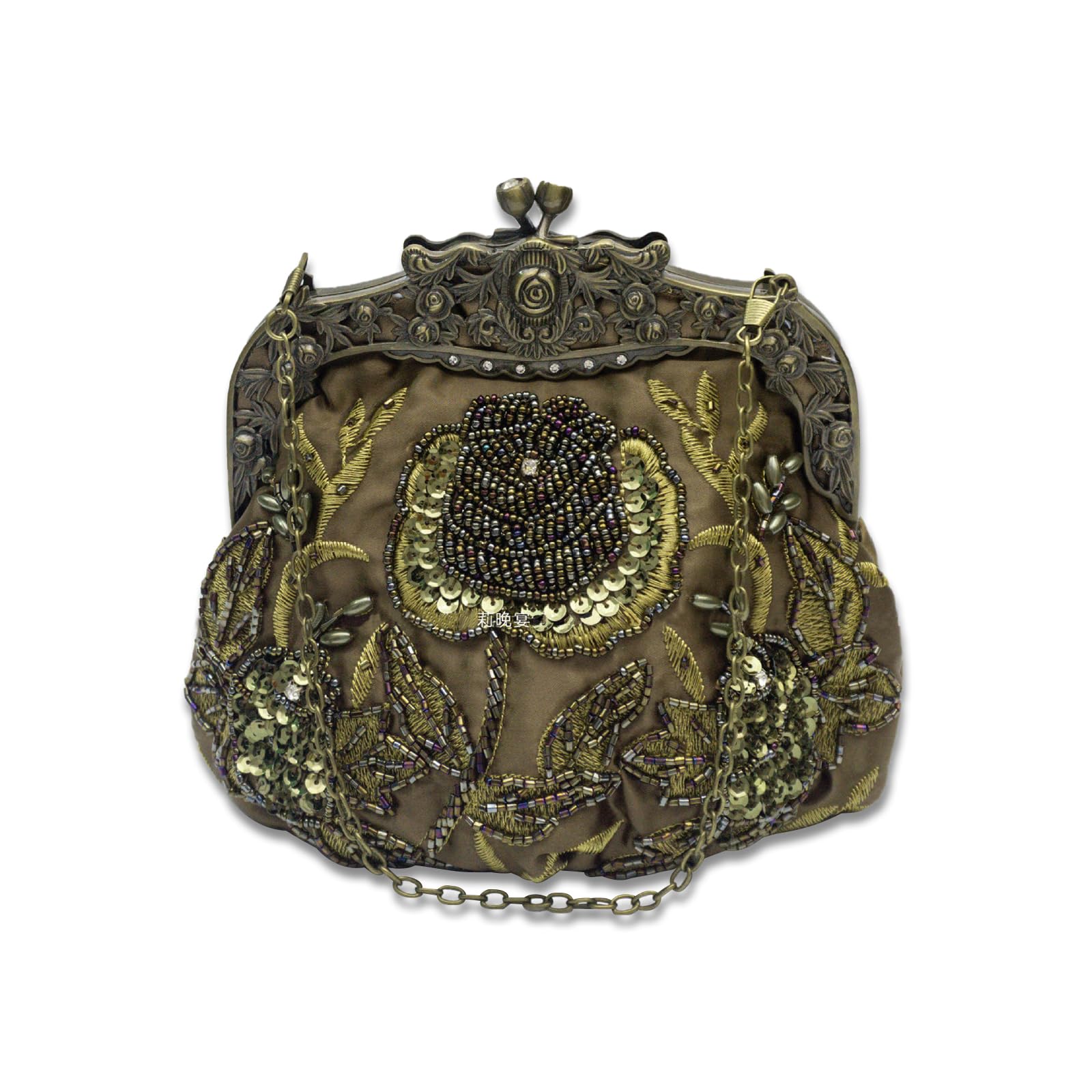 CORIOS Vintage 1920s Beaded Evening Bag Pearl Clutch Bag for Women Bridal Wedding Purse Sequin Rhinestone Handbag
