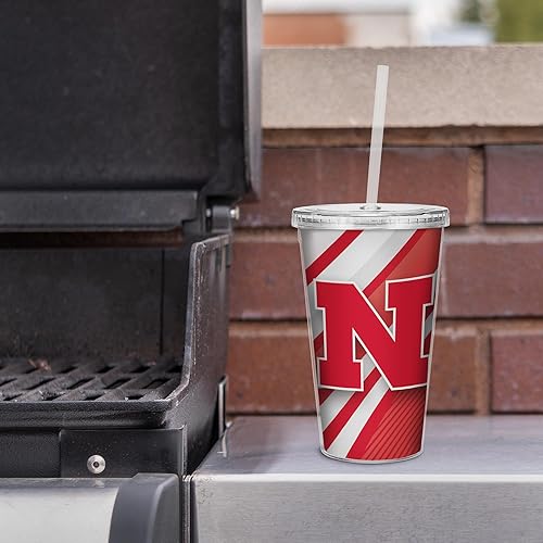 Miniatura 155 de Rico Industries NCAA Sports Team - Vaso transparente de 16 onzas con pajilla, vaso de viaje del color del equipo para fanáticos de los deportes