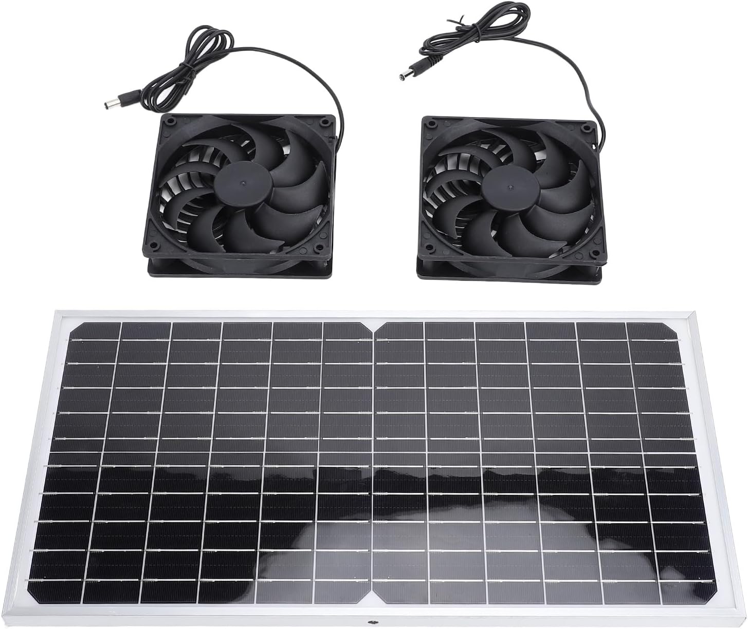 Fafeicy 16W Solar Powered Exhaust Fan Kit, Monocrystalline Silicon Technology, Dual Fan Design for Greenhouse and Chicken Coop