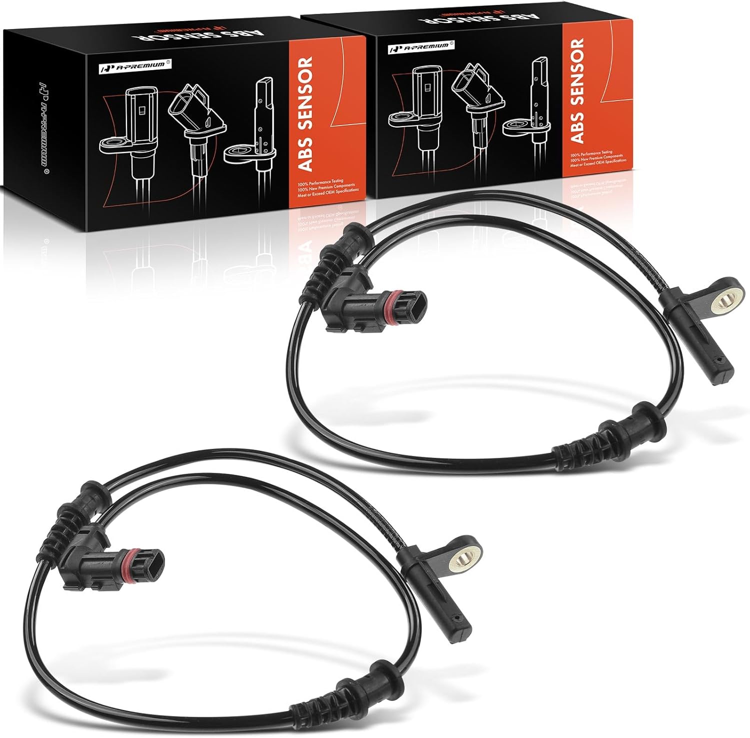 A-Premium ABS Wheel Speed Sensor Compatible with Mercedes-Benz Models - C230, C240, C280, C32 AMG, C320, C350, C55 AMG, CLK320, CLK350, CLK500, SLK280 - Front Driver and Passenger Side, 2-PC Set