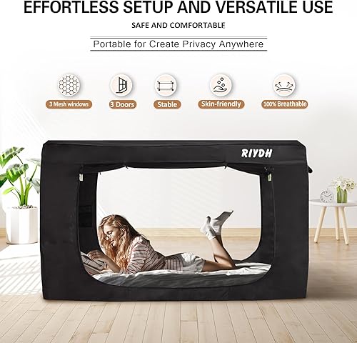 Miniatura 42 de Bed Tent Twin Bed Canopy Tents for Adult - Portable Dream Tent Indoor Sleeping Tents 70% Blackout with 3 Doors Breathable Private Space Tents