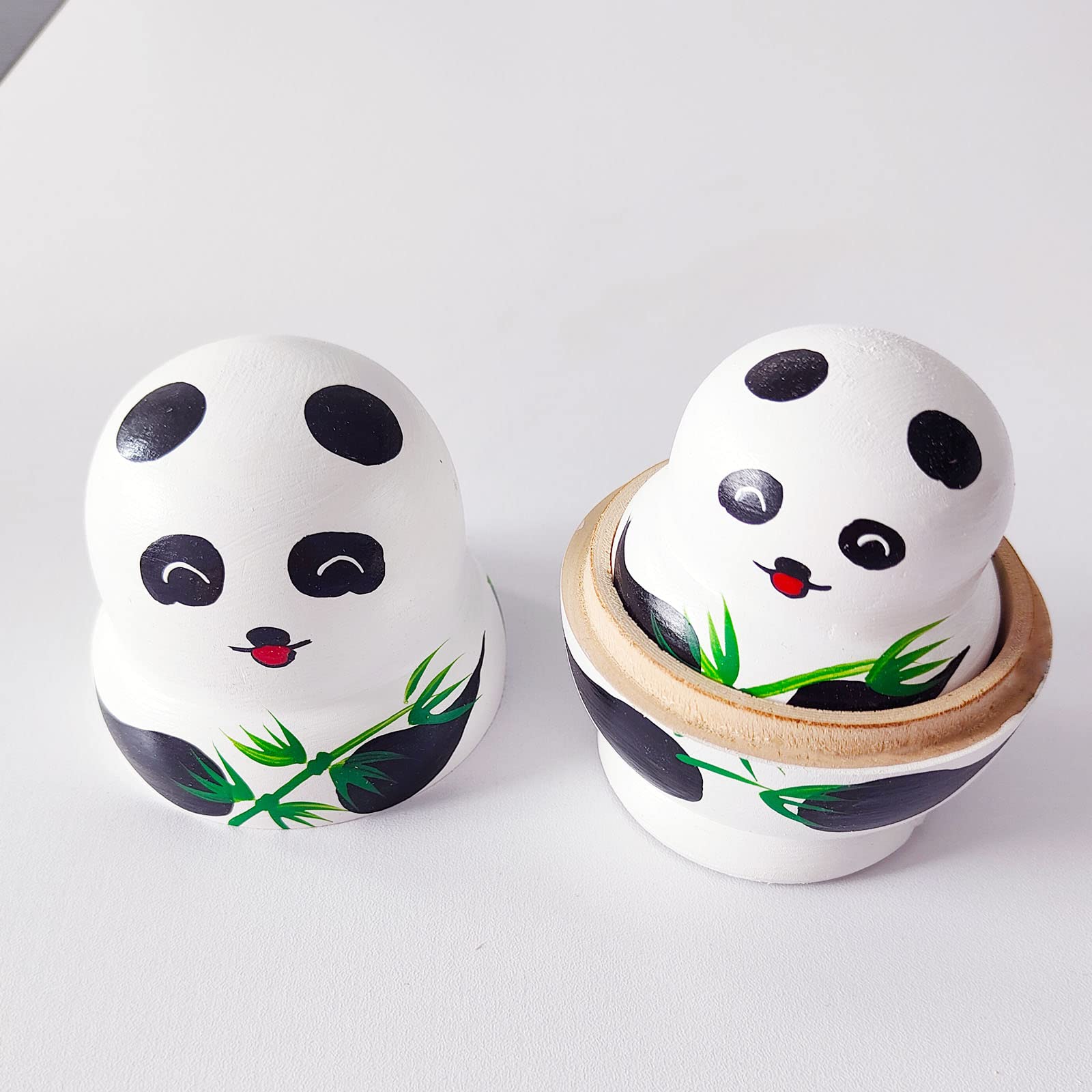 10 Capas de Muñecas Rusas Matryoshka, Muñecas de Madera para Anidar Animales, para Fiesta, Festival, Sala de Estar, Decoración de Dormitorio（Panda）