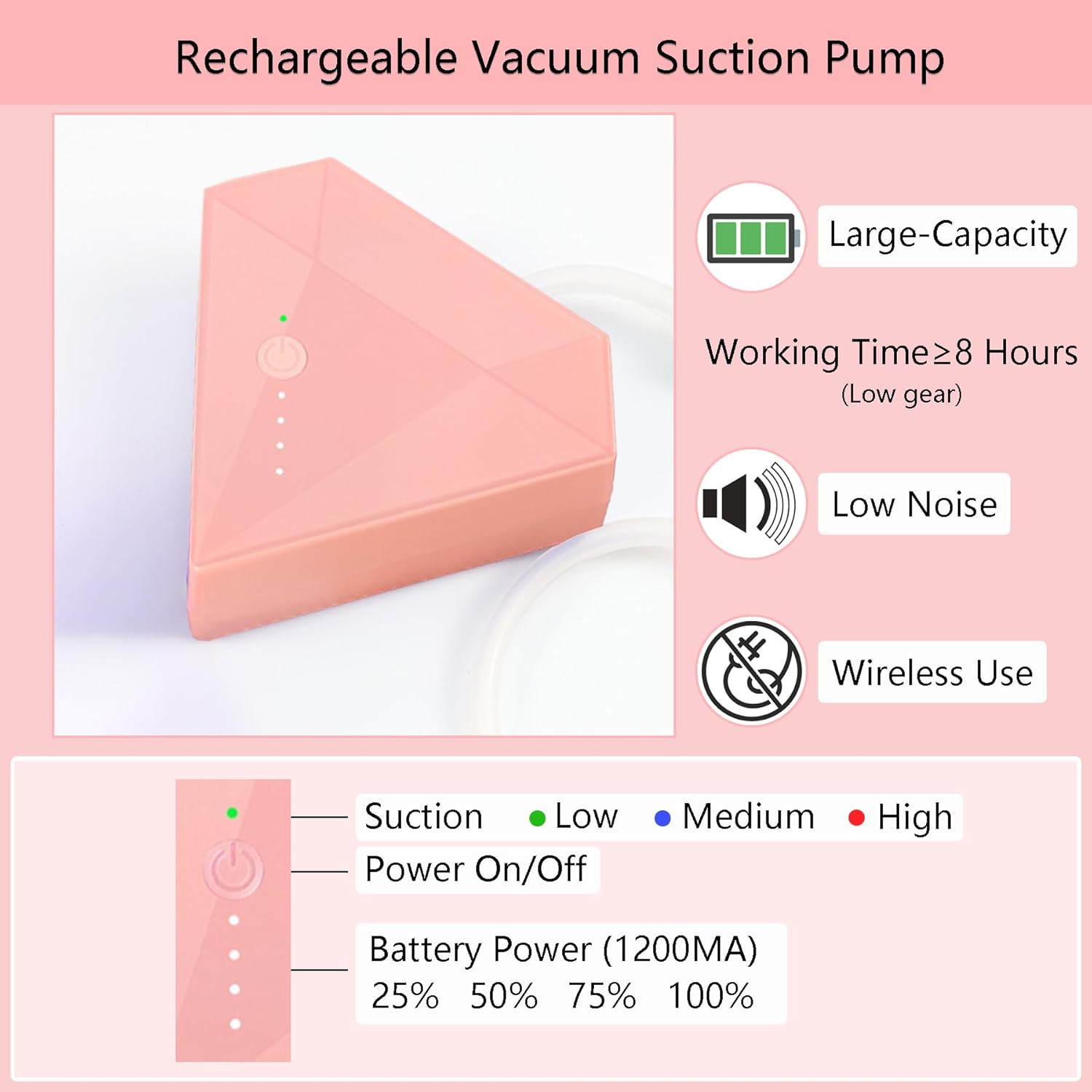 Lanzeyo Rechargeable Electric Diamond Painting Pen Vacuum Diamond Art Pen with Long Endurance Battery Electric Vacuum Pen with Beads Storage Tray for Gem Art Diamond Art Accessories (Pink)