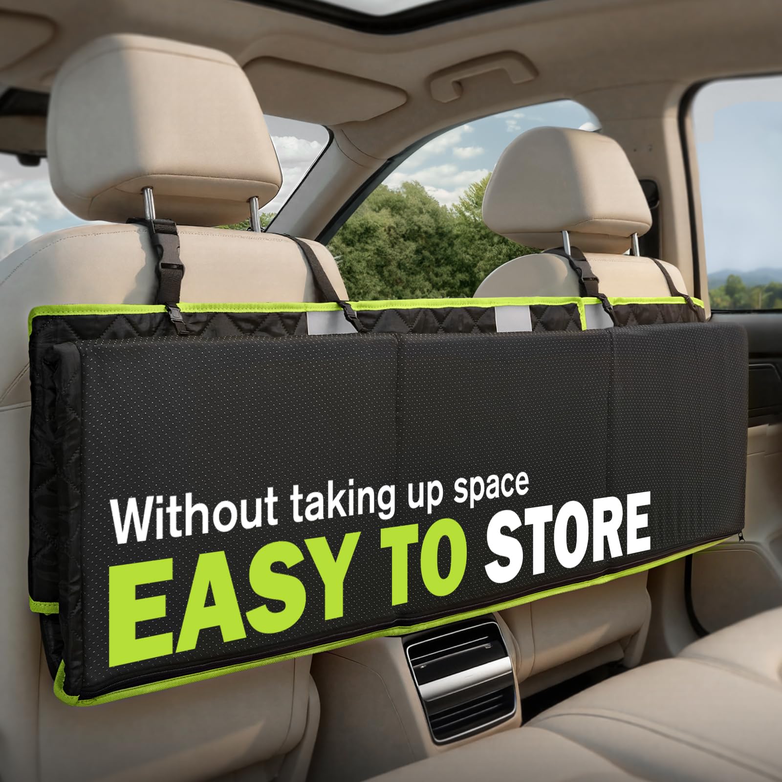 Pecute Protection Voiture Chien 136x60 cm – Housse Banquette Arrière en Cuir PU Étanche, Ailes Latérales Mobiles Anti-Griffures, Base Rigide Support 150 kg, Nettoyage, Faciletransport Chien Voiture