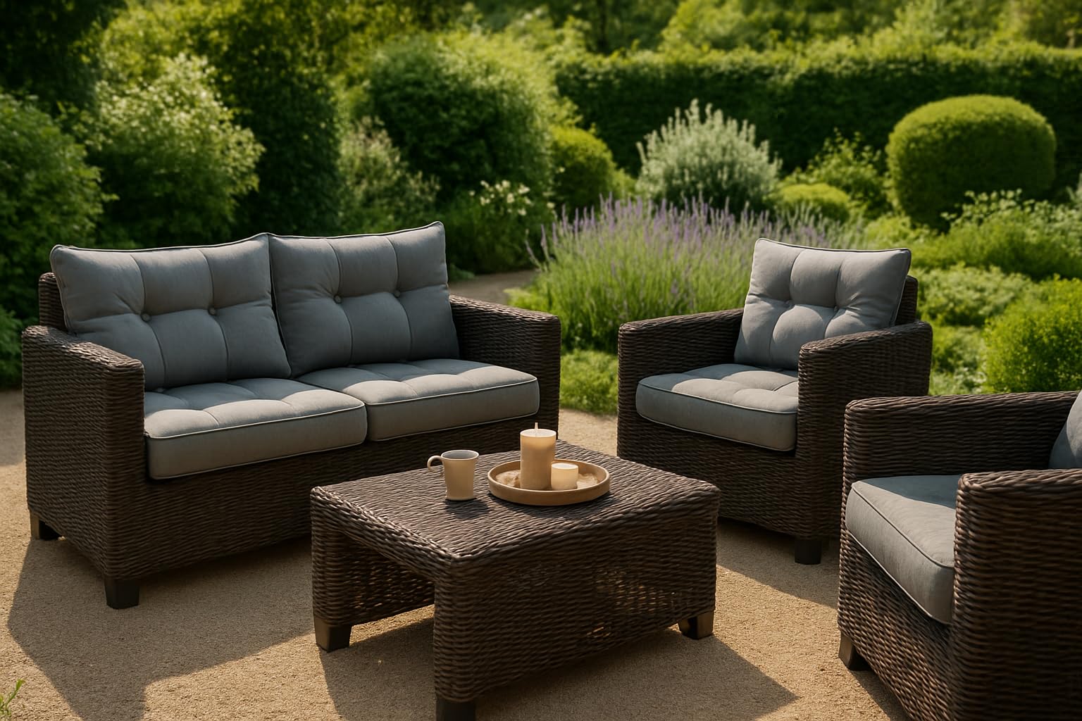 Sitzauflagen Gartenmöbel mit Rückenkissen Set - Outdoor Polster für Gartenmöbel Auflagen Lounge-Kissen - 2-er-Set: Sitzkissen 50x50 cm mit Rückenkissen 50x40 cm