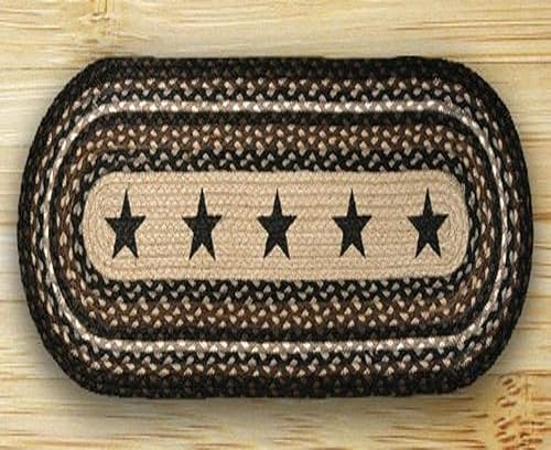 Tierra Alfombras 64313trenzada Impreso Camino de mesa ovalada, 13-inch by 48-Inch, color negro estrellas