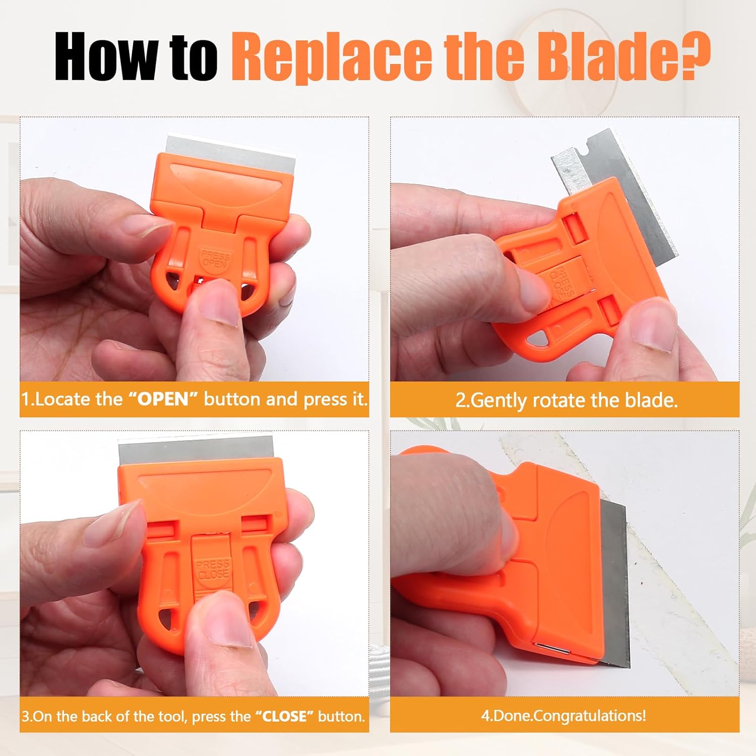 2 Sets Razor Blade Scrapers, Plastic Scraper Tool Extra 10 Plastic Razor Blades and 10 Metal Blades, Adhesive Remover Scraper for Glass Windows Sticker Removal thumbnail