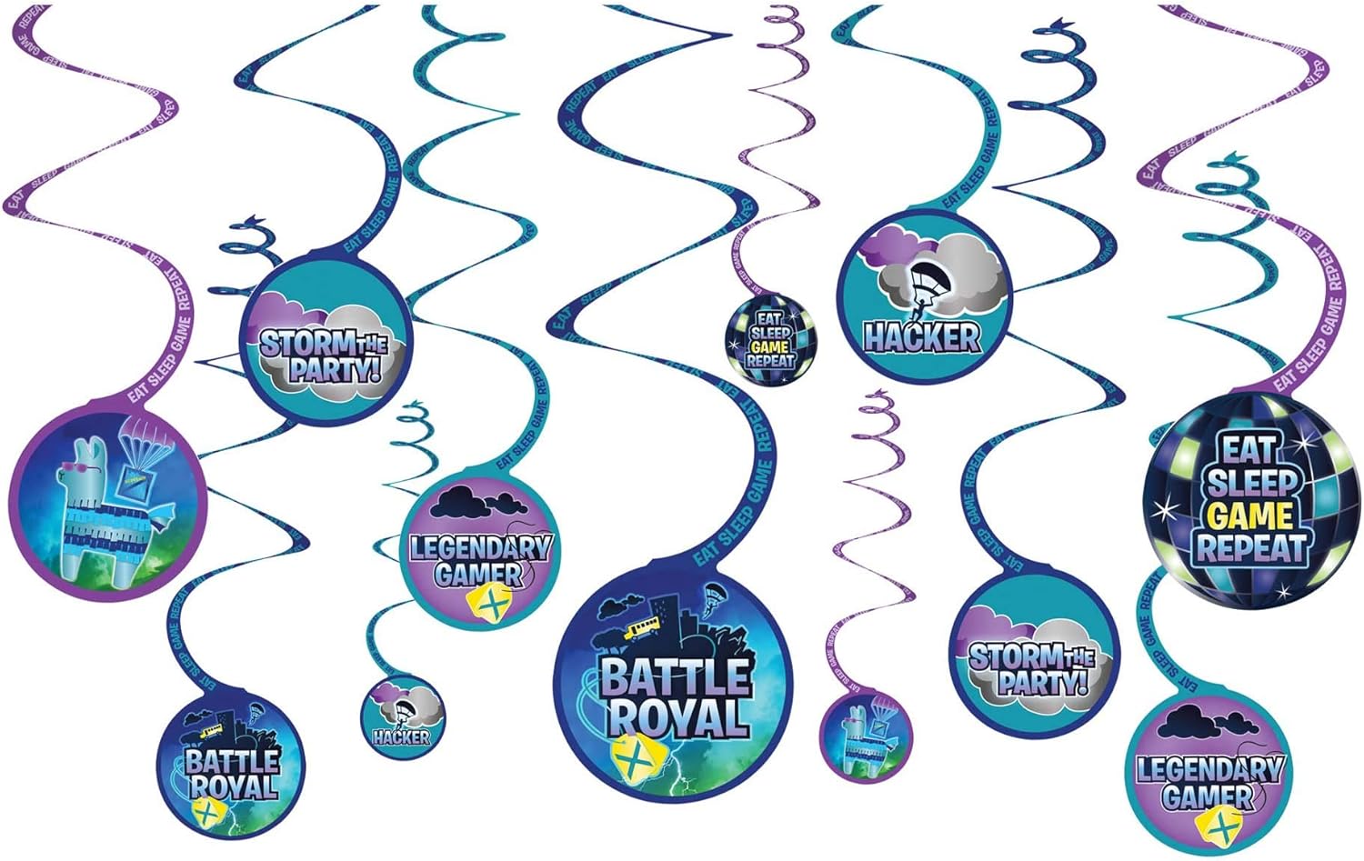 Battle Royal Spiral Decoration - Multicolor, 12 Pcs