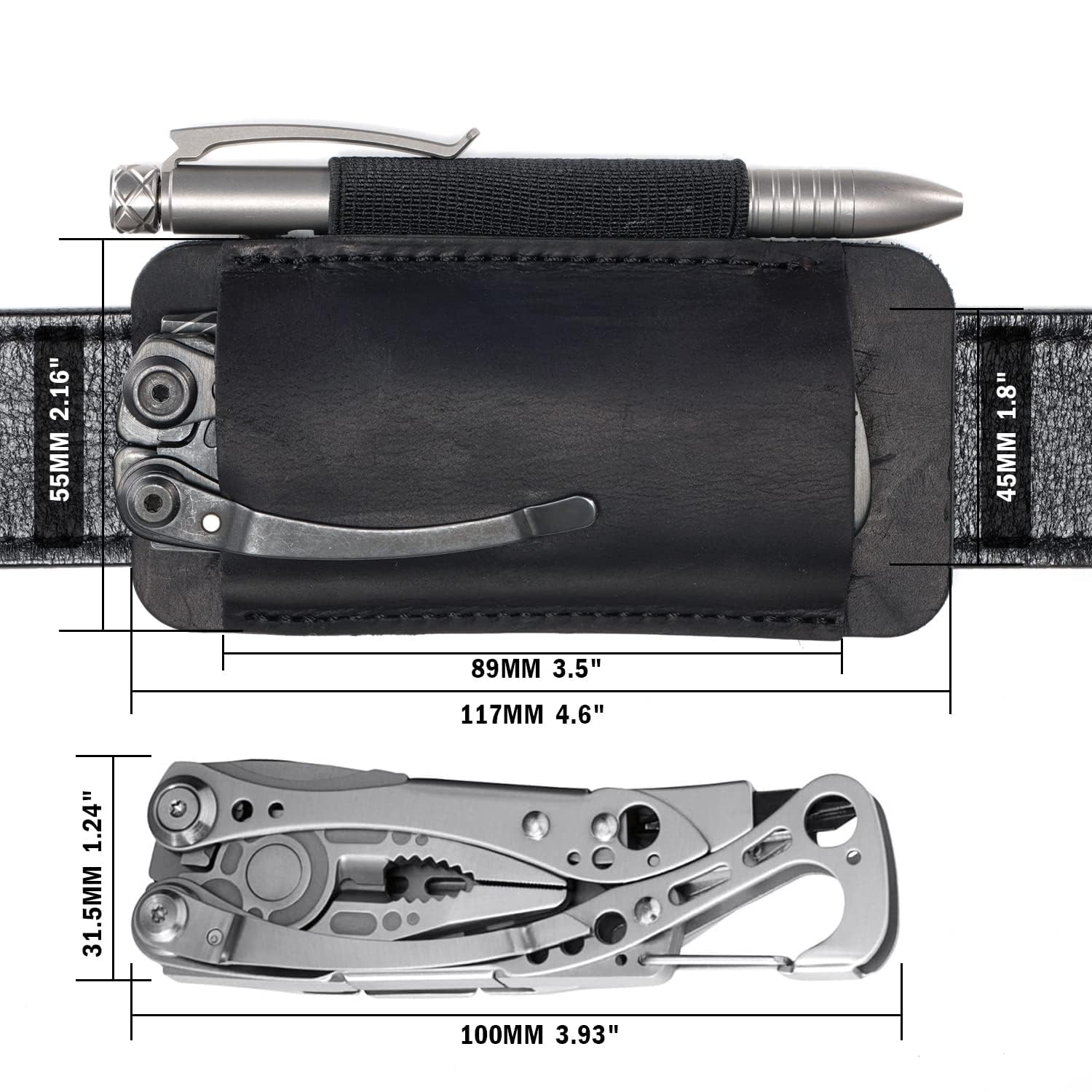 VIPERAED PJ11 EDC Petit étui en Cuir pour Ceinture, étui en Cuir pour Petite Lampe de Poche, Fourreau de Couteau Utilitaire, Pochette EDC pour Outils Multifonctions