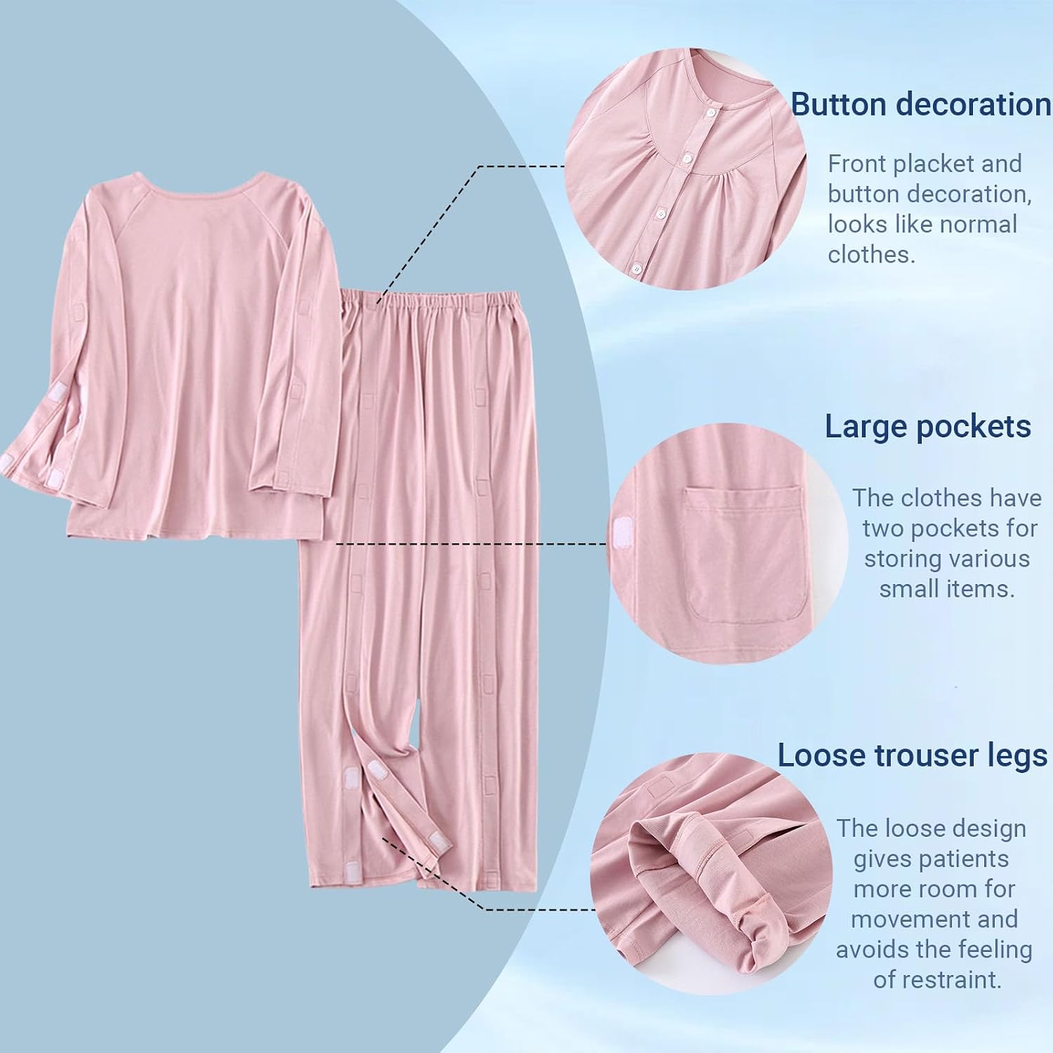 Bedridden Patient Clothing,Pain Patient Clothes with Full Opening on Both Sides,Suitable for Paralyzed Elderly